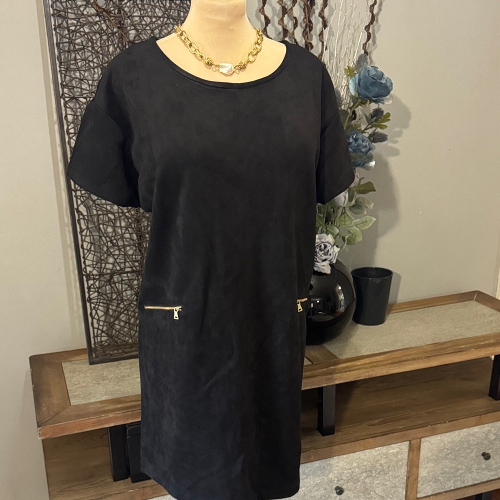 Ruby Rd. Black Suede Feel Dress Size Xl - Picture 2 of 8